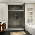 thumbnail image 4 of Sunny Shower Double Sliding Semi-Frameless Shower Door with Frosted Glass in Brushed Nickel Finish, 4 of 15