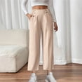 thumbnail image 1 of Women High Waisted Elastic Pants, Solid Color Casual Workwear, Stretchy Comfortable Fabric, Slim Fit Design, For Office Daily Use, Versatile Styling, Soft Cotton Blend, Long Length, 9-12 Months,, 1 of 9