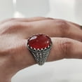 thumbnail image 6 of Red Onyx Mans Ring, Natural Red Onyx Gents Ring, December, Silver Jewelry, 925 Silver Ring, Birthday Gift, Heavy Mens Ring, Arabic Design, Ottoman Style Ring, Christmas, Turkey Mens Signet Ring, 6 of 7