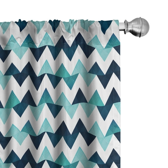 Ambesonne Blue and White Curtains, Modern Zig Zag, Pair of 28"x95", Pale Blue Dark Blue