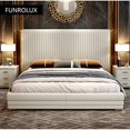thumbnail image 3 of Modern leather bed simple double bedroom and home light luxury furniture hotel model room 1.8M/1.5M soft bed My Lux Decor Round, 3 of 9