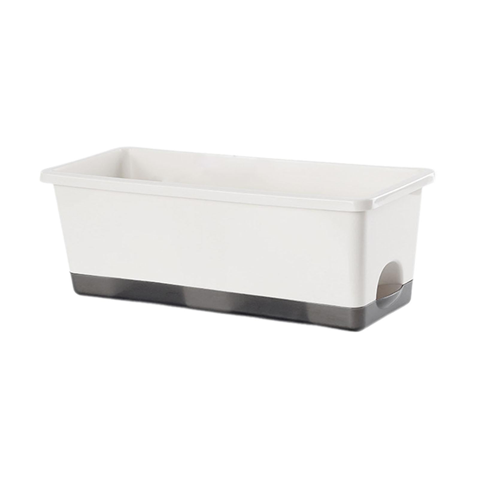Colaxi Window Box Planter Windowsill Planter Organizer Balcony Planter Box Unique Plant Container Rectangular for Yard Porch Balcony White 1pc