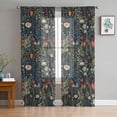 thumbnail image 3 of Sheer Curtains 72 inches Long, Vintage Flowers Floral Botanical Leaves Light Filtering Sheer Window Curtains Rod Pocket Voile Drapes for Bedroom Living Room, 52"W x 72"L 2 Panels, 3 of 7