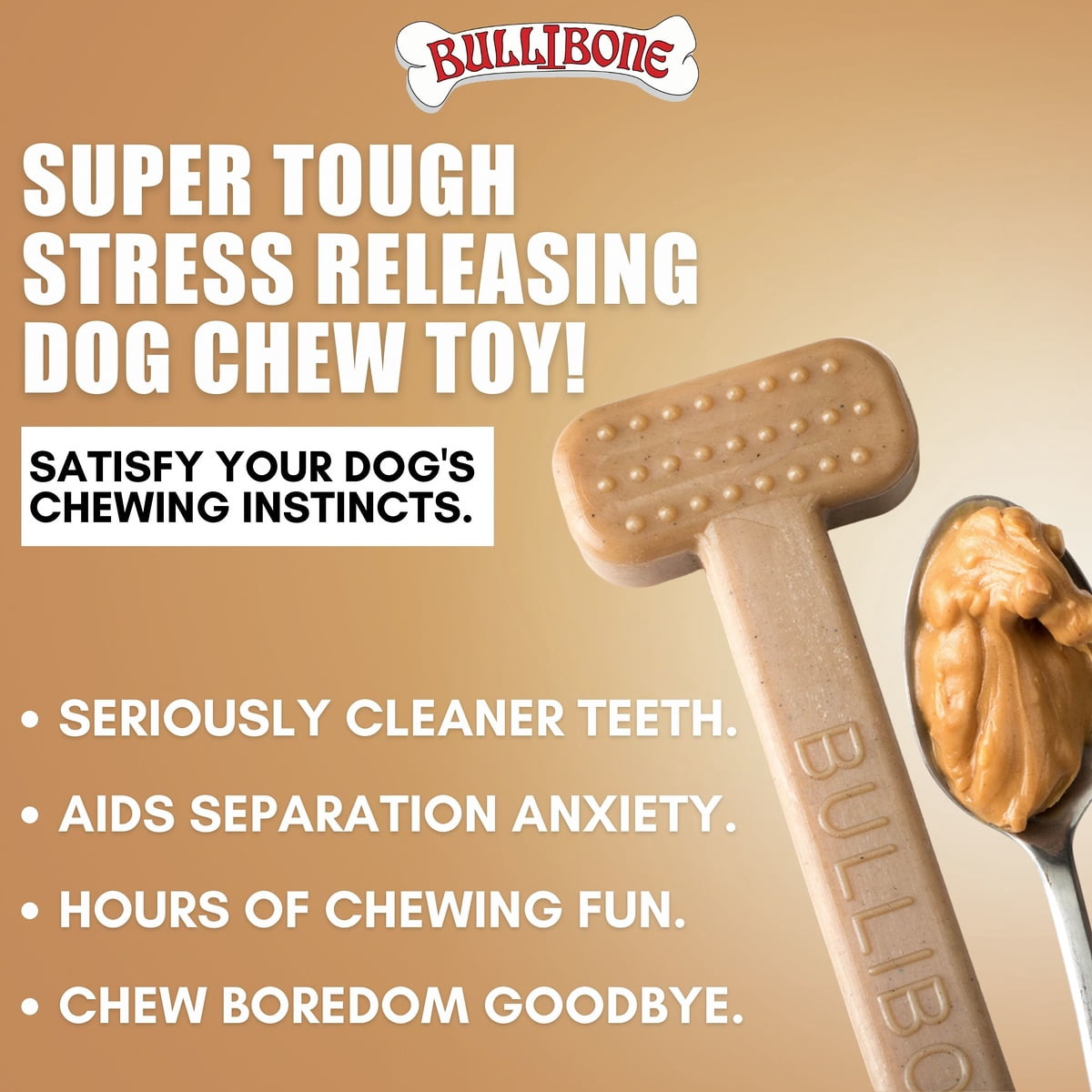 Bullibone Small Peanut Butter Dog Chew Toy Nylon Bone - Flavored chew toys for small dogs - 3 Pack