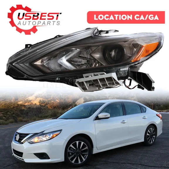 Halogen Headlight Headlamp Black Fit For 2016-2018 Nissan Altima Driver Side LH