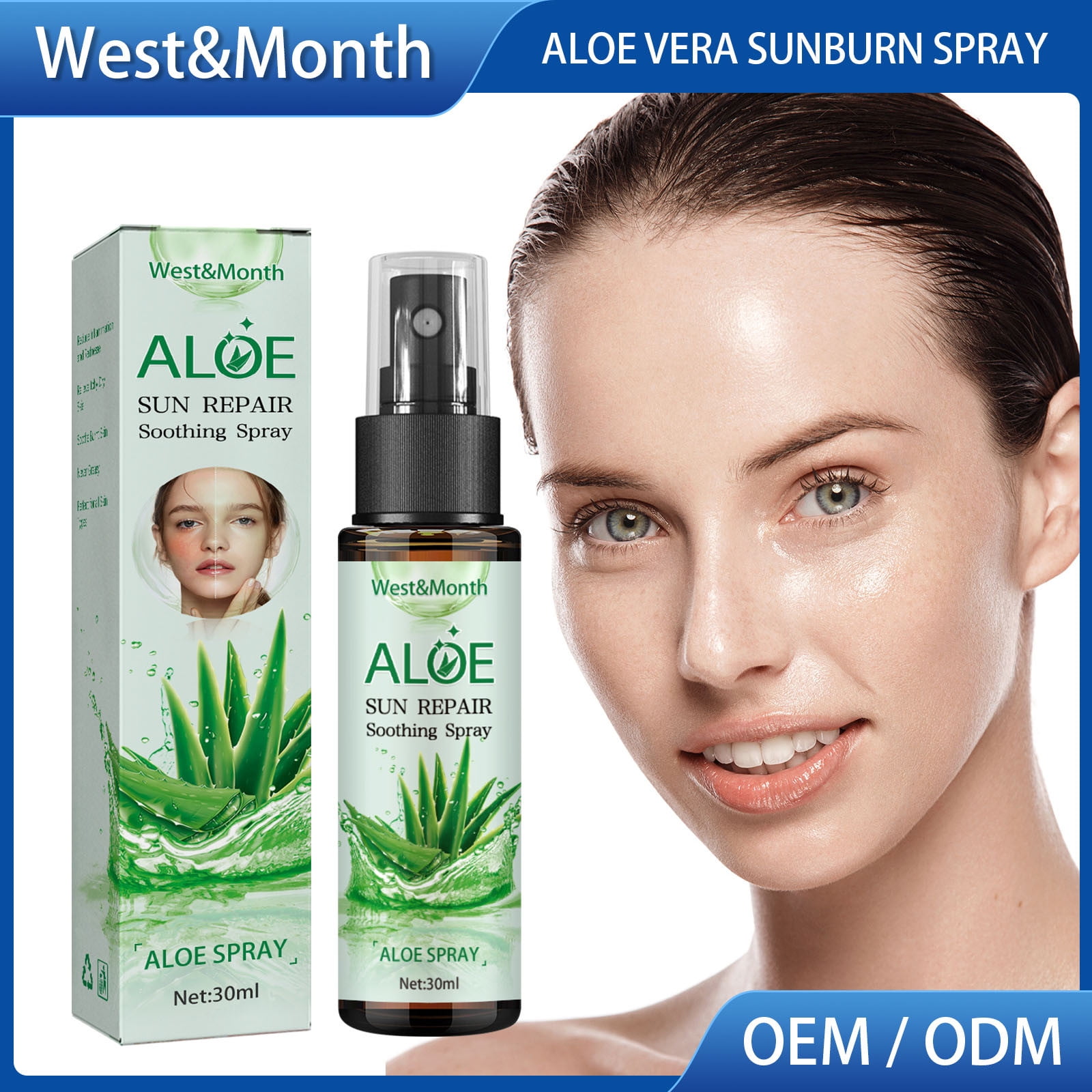 "QISIWOLE After Sun Care Spray Organic Aloe Vera Gel Spray, Aloe Vera