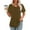 Brown, variant on Rezuofi 1 Pcs Womens T Shirts Short Sleeve Pleated Dressy Casual Scooped Neck Summer Tops Blouses