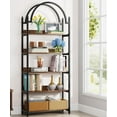 thumbnail image 1 of Tribesigns 5-Shelf Arched Bookcase, Industrial Metal Etagere Bookshelf, Rustic Brown, 1 of 5