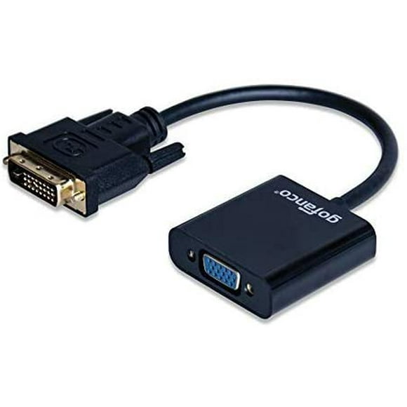 Gofanco Active DVI-D to VGA Active Converter (Noir) - Mâle à Femelle pour les Systèmes DVI Activés pour Se Connecter à VGA