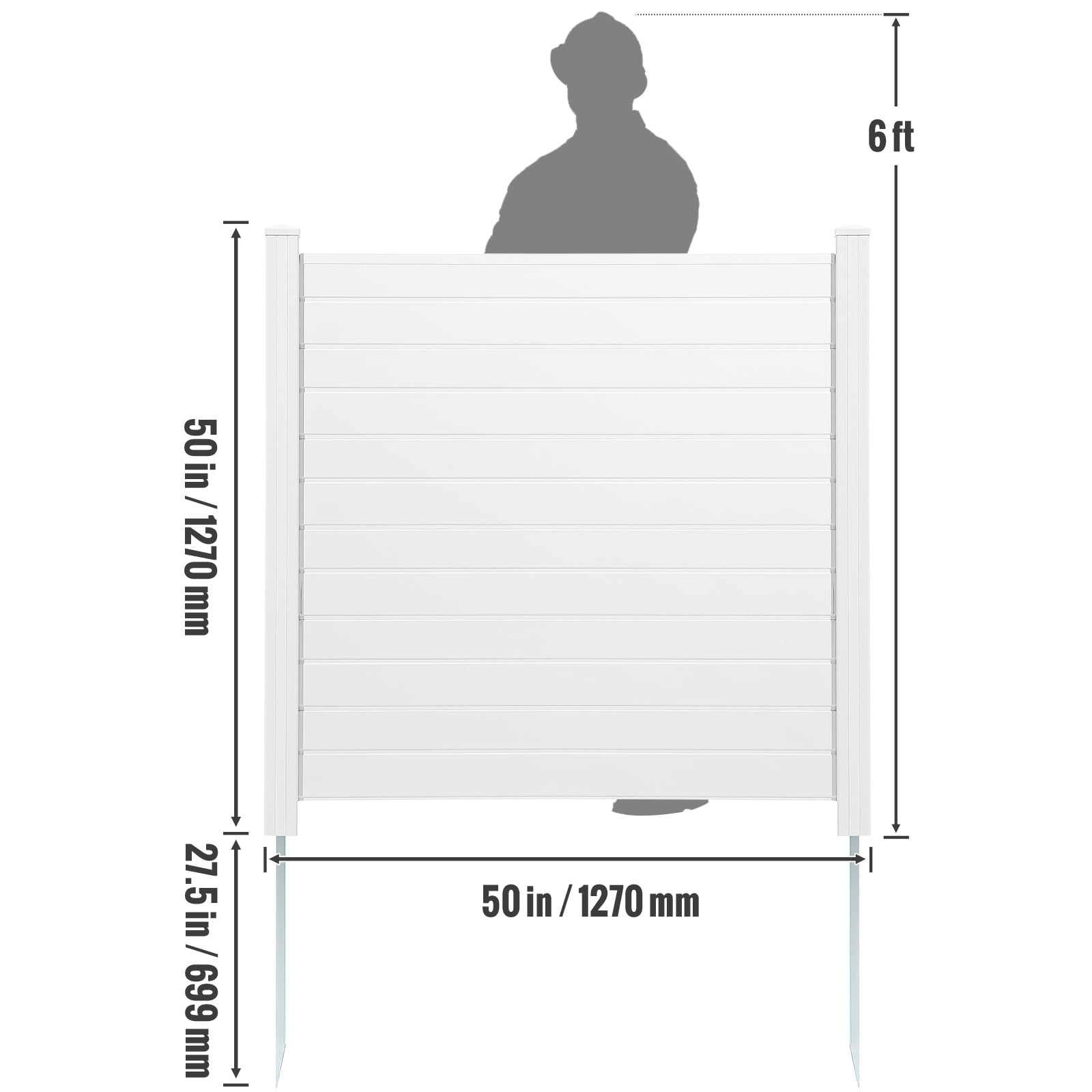 KFFKFF Vinyl Privacy Fence 50" W x 50" H 3-Panel PVC Outdoor Privacy Screens, Air Conditioner Fence Panels Trash Can Fence Pool Equipment Enclosure for Garden, Patio