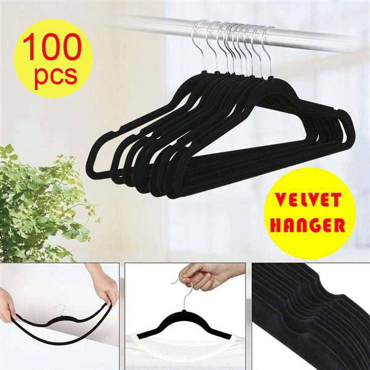 Yaheetech Heavy Duty Clothes Hangers 360° Swivel Hook 100 Pack Non Slip  Velvet Hangers Flocked Felt Hangers Coat Hangers, Gray