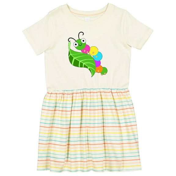 Inktastic Cute Caterpillar on Leaf Girls Toddler Dress
