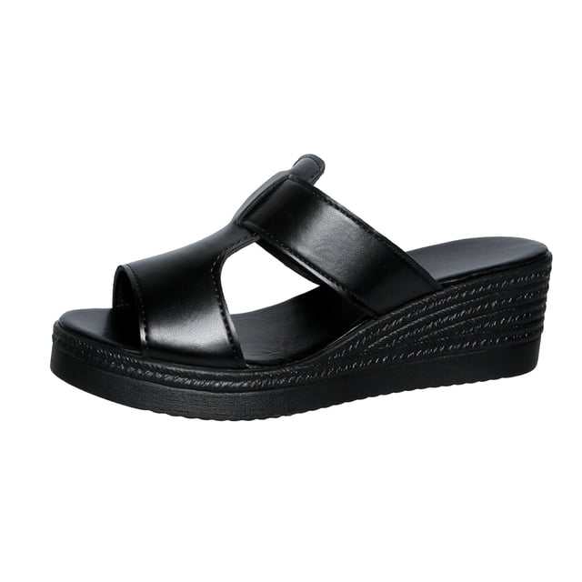 Mujeres Más Tamaño Vestidos de Verano Doble Correa Cuña Tacón Sandalias Casual Versátil Aumento de la Altura Zapatos Primavera