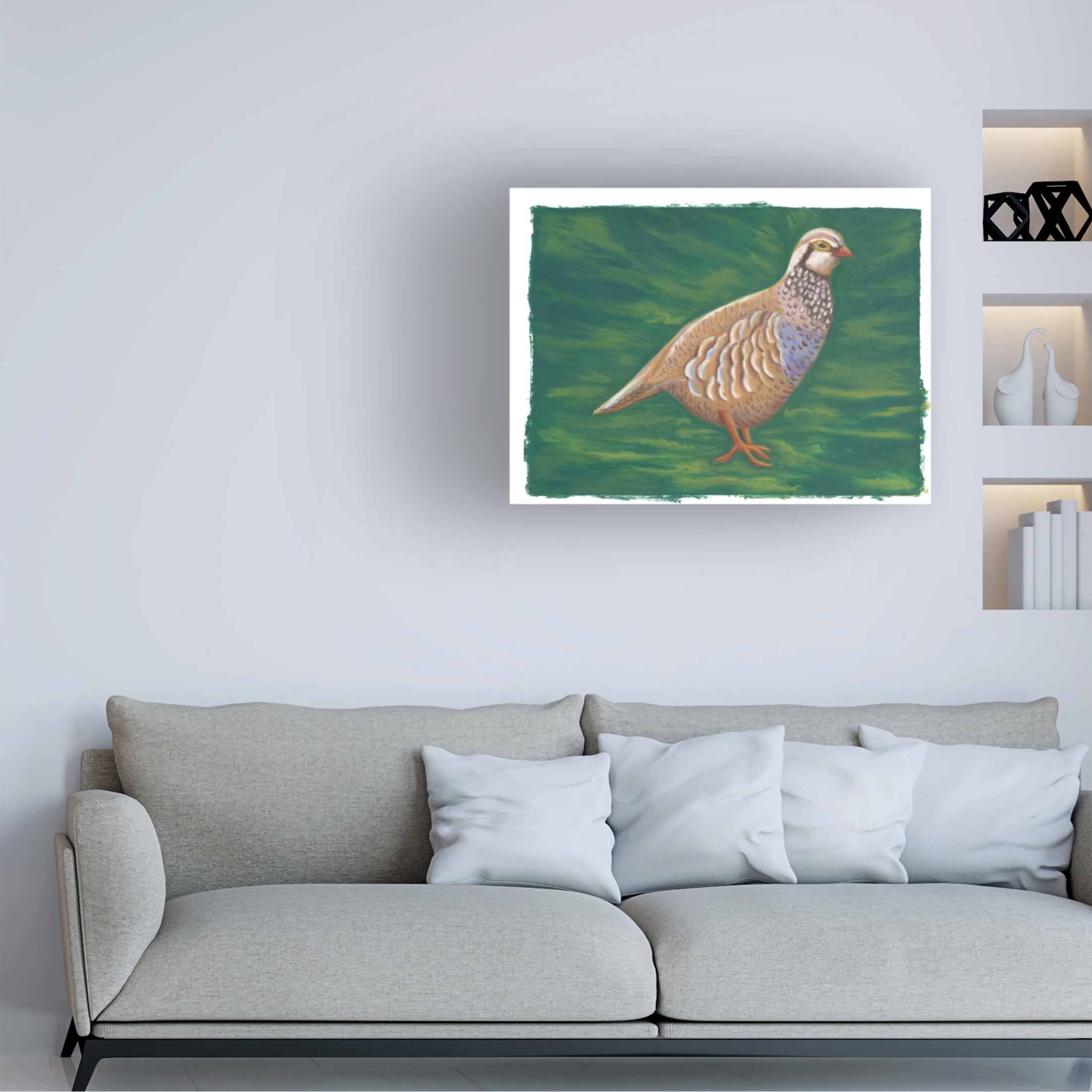 Canvas Wall Art - Andrea Strongwater 'Game Birds Partridge Girl' Wall Art for Living Room, Bedroom, or Office Décor by Trademark Fine Art - 19 x 14 Inches