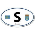 thumbnail image 1 of 5" Sweden S Swedish Flag Crest Oval Vinyl Sticker, 1 of 1