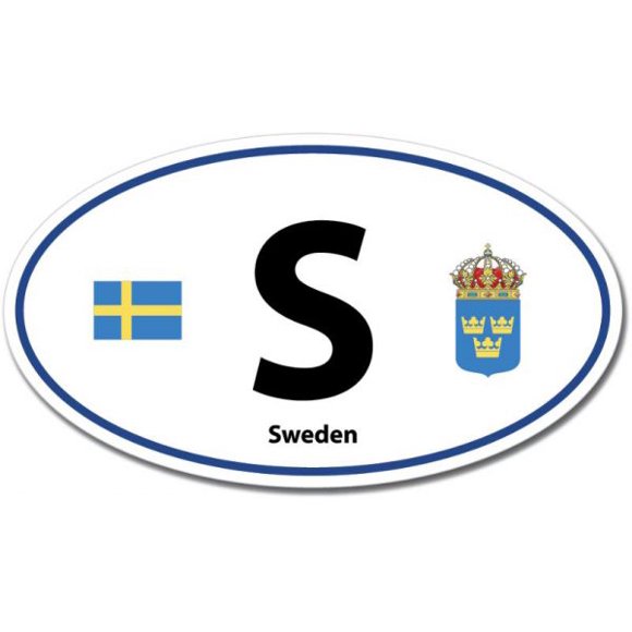 9" Sweden S Swedish Flag Crest Oval Vinyl Sticker