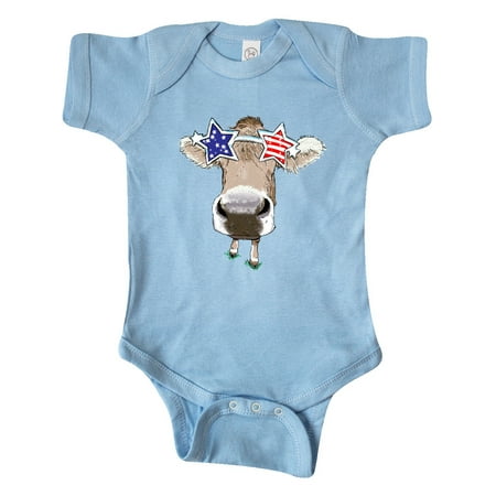 

Inktastic 4th of July Patriotic Cow in Shades Gift Baby Boy or Baby Girl Bodysuit