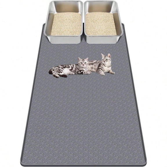 Cat Litter Mats 51 X 25.6 Extra Large Silicone Cat Mat For Litter Box Easy To Clean Kitty Litter Trapping Mat Soft On Kitty Paws Waterproof UrineProof Kitty Litter Mats For Floor Grey