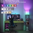 thumbnail image 2 of Lámpara de pie SUNMORY con estantes de 4 niveles y bombilla inteligente RGB, 2 of 7