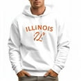thumbnail image 2 of Men's 100% Cotton Orange ILLINOIS Hoodie 330g Thick Pocket Hood, 2 of 16