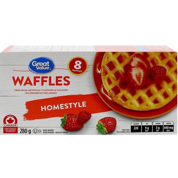 Gaufres maison Great Value, 280 g, 8 gaufres 280g