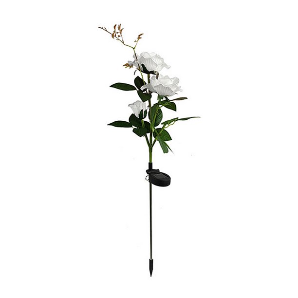 Lámpara de tierra para jardín con luz solar de 3 luces LED con energía solar IP65 (blanco)