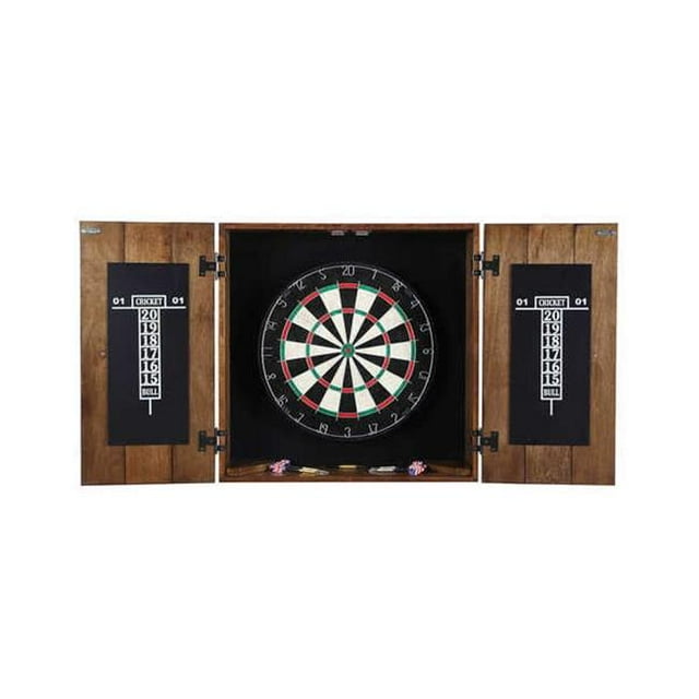 Blue Wave BG1046-RUO Hathaway Drifter Solid Wood Dartboard & Cabinet Set, Rustic Oak