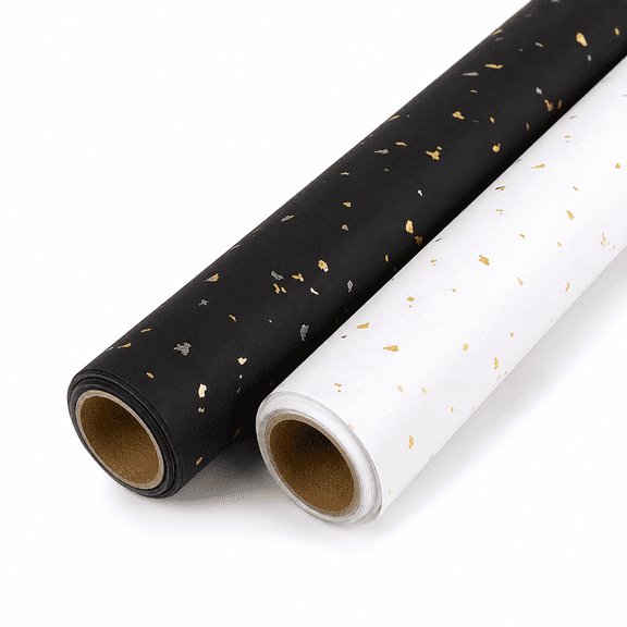 2 Rolls Gift Wrapping Paper, Copperplate Paper Gold Foil Speckle Print