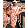 thumbnail image 4 of Shorts Overalls for Men Checkered Rompers Work Jumpsuits Stretchy Bibs Coveralls(Orange and White Checkered,S), 4 of 11