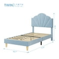 thumbnail image 3 of Gaderth Twin Size Upholstered Platform Bed Frame, Pink Shell Shaped Velvet Bed with Adjustable Headboard, Wood Slats and Metal Support, Noise Free, No Box Spring Needed for Girls Kids Teens, 3 of 9