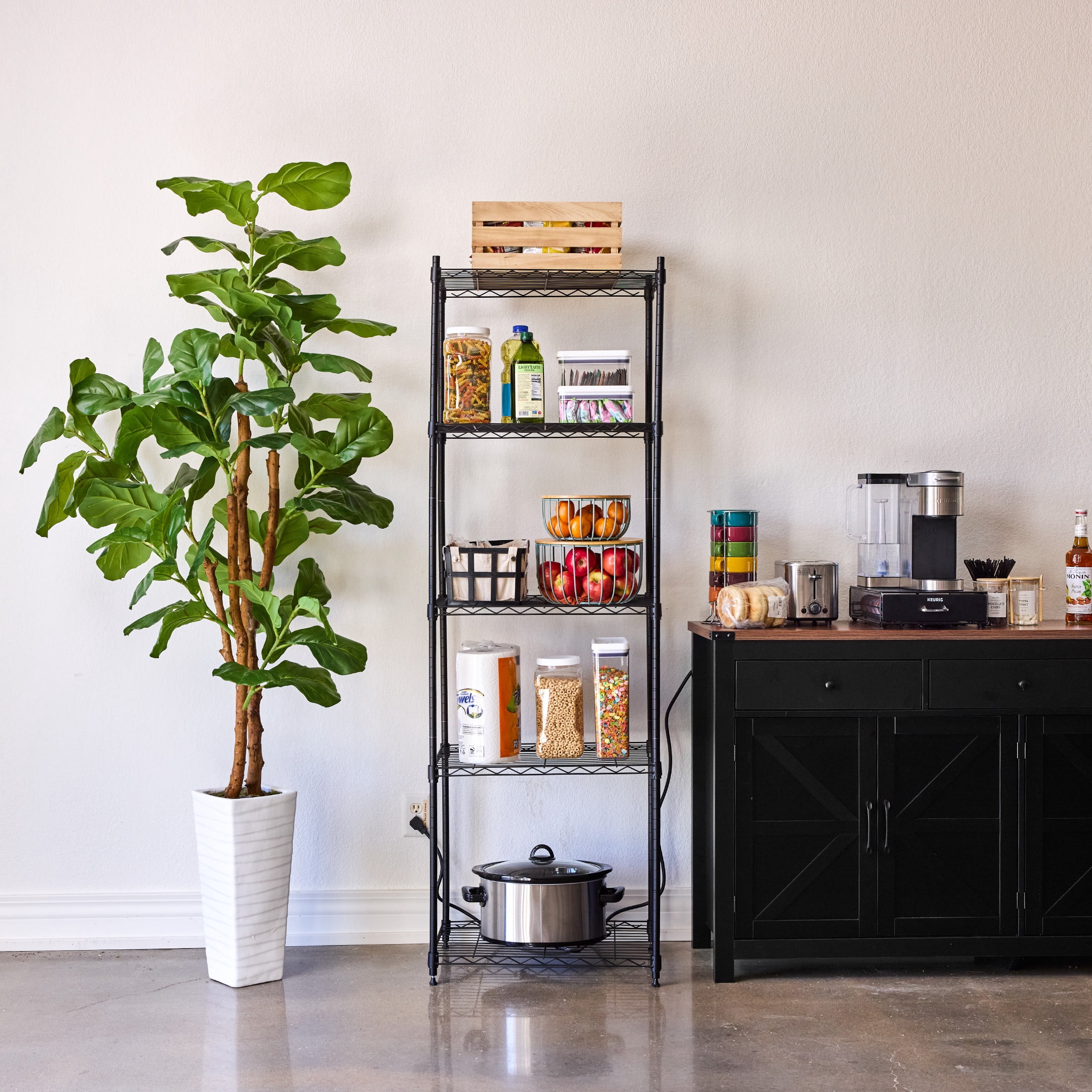 WorkPro 5-Tier Black Slim Wire Shelving
