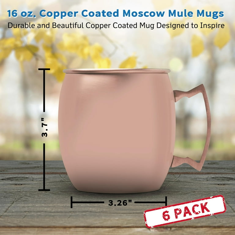 16 oz. Copper Coated Moscow Mule Mugs - 6 pack - Copper - Walmart.com