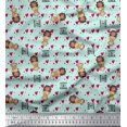 thumbnail image 1 of Soimoi Green Rayon Fabric Coffee Glass & Girl Heart Print Fabric by Yard 56 Inch Wide, 1 of 3
