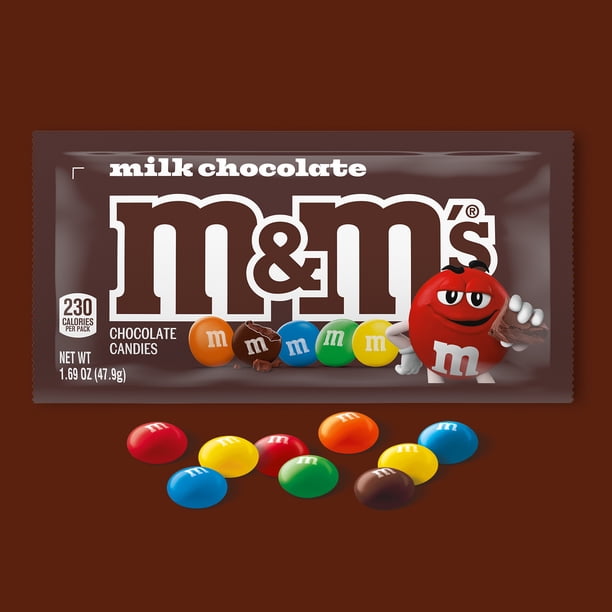 M&M's Milk Chocolate Candy, Full Size - 1.69 oz Bag - Walmart.com