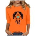 thumbnail image 1 of Dadaria T-Shirt pour Femmes Orange Manches 3/4 Col Rond Grande Taille Attrape-Rêves Été TG, 1 of 5
