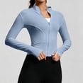 thumbnail image 3 of Dwellite Women's Cropped Lightweight Stretchy Running Track Jackets Zip Up Long Sleeve Quick Dry Athletic Yoga Tops with Thumb Holes 2026 Sky Blue 2XL, 3 of 7