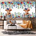 thumbnail image 4 of 16X7FT Independence Day 4th of July Garage Door Decorations American Flag Funny Highland Cow Flowers Leaves Patriotic Star Garage Door Cover Veterans Memorial Birthday Party Outdoor Garage Party Decor, 4 of 5