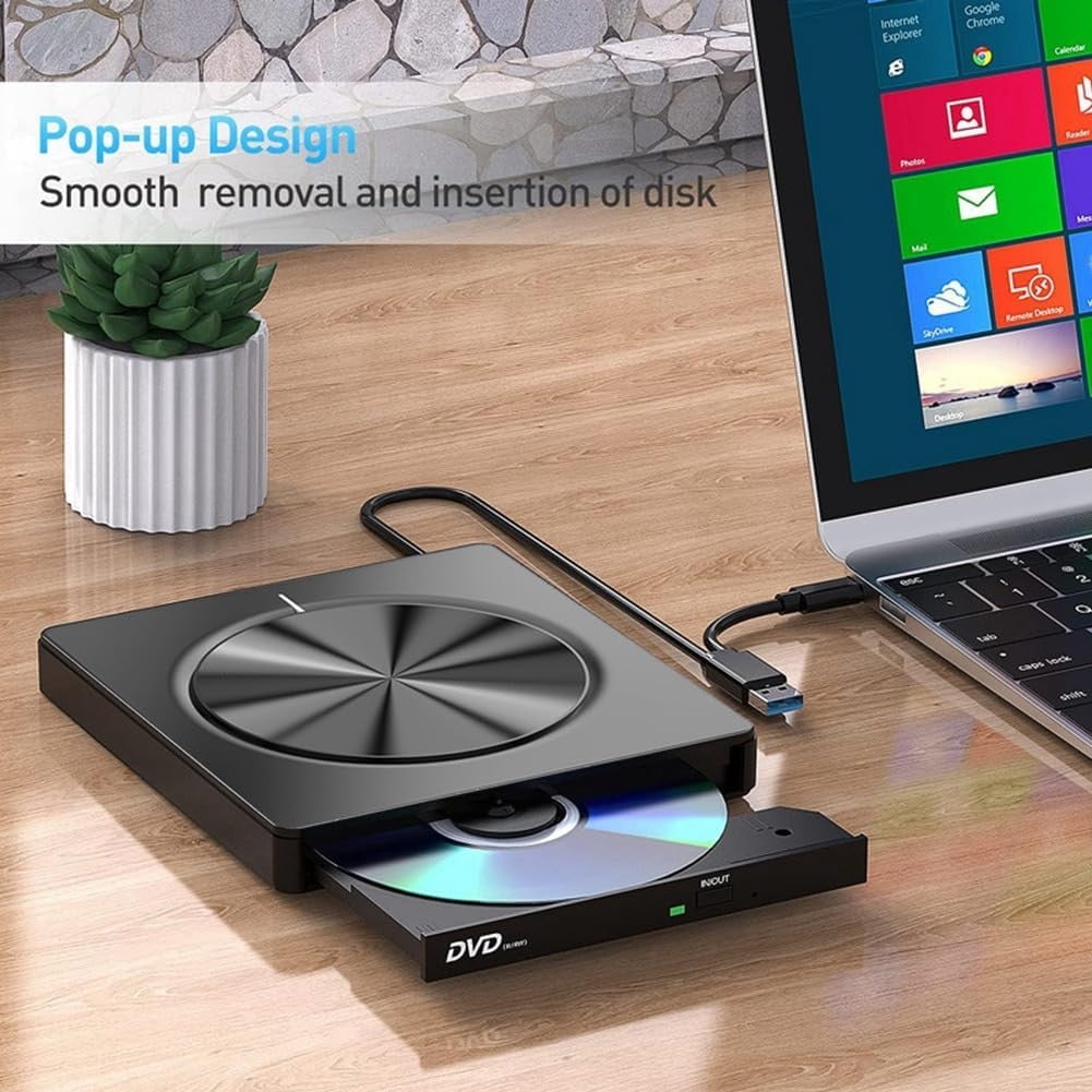 A 5 In 1 Usb Dvd Cd Player Portable Cd Reader For Laptop Desktop Data Backup Entertainment Made Of Plastic Material