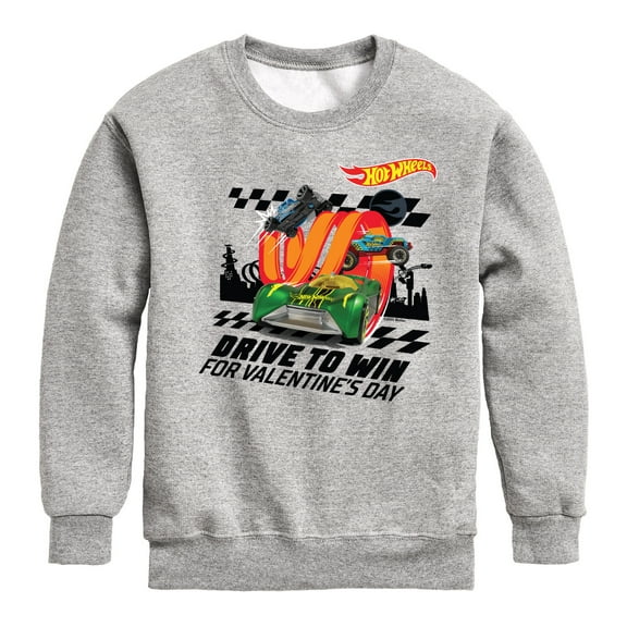 Hot Wheels - Valentine's Drive to Win - Toddler And Youth Crewneck Fleece Sweatshirt