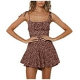 thumbnail image 2 of ZAZYULZ Womens Jumpsuit Women's Sexy Summer Neckline Print Mini Vest Dress Short Wide Leg Jumpsuits(Wine Red,L), 2 of 7