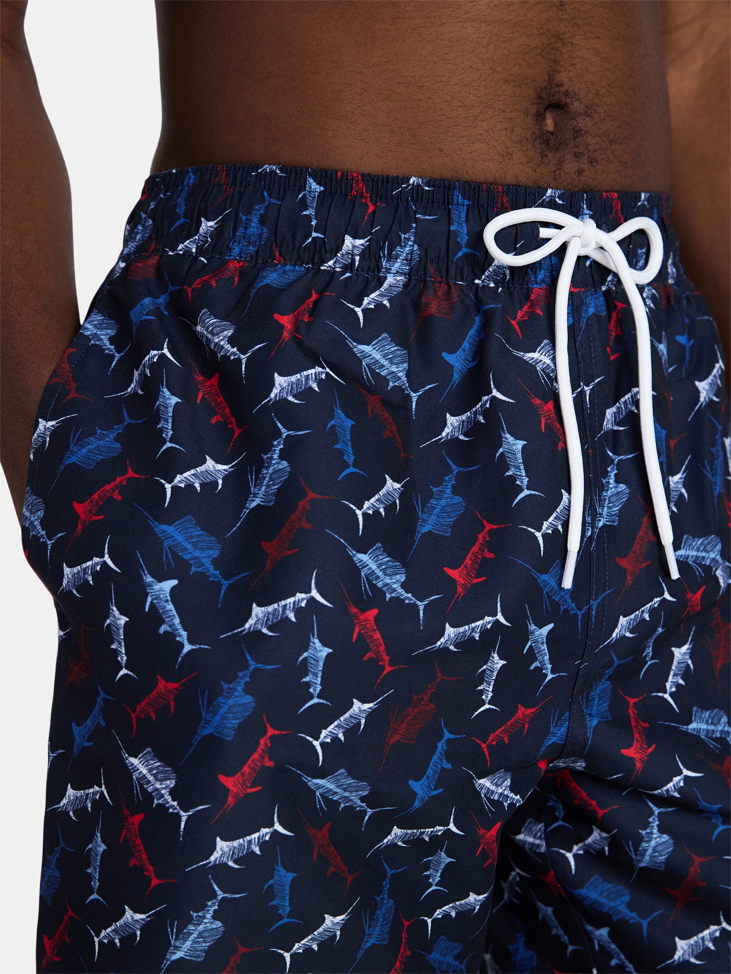 Fourth of July Men's & Big Men's Americana Swim Trunks from Way to Celebrate, 7" Inseam, Sizes S-3XL