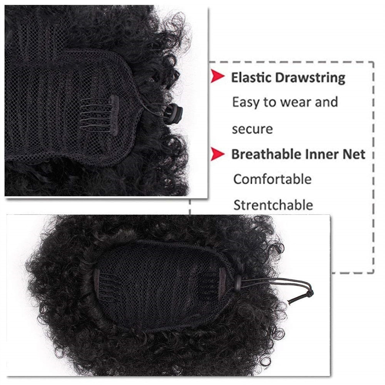 Brazilian Updo Afro Puff Human Hair Bun Chignon Hairpiece Short Drawstring Ponytail Kinky Curly Clip in Non-Remy Hair Ponytail Extensions
