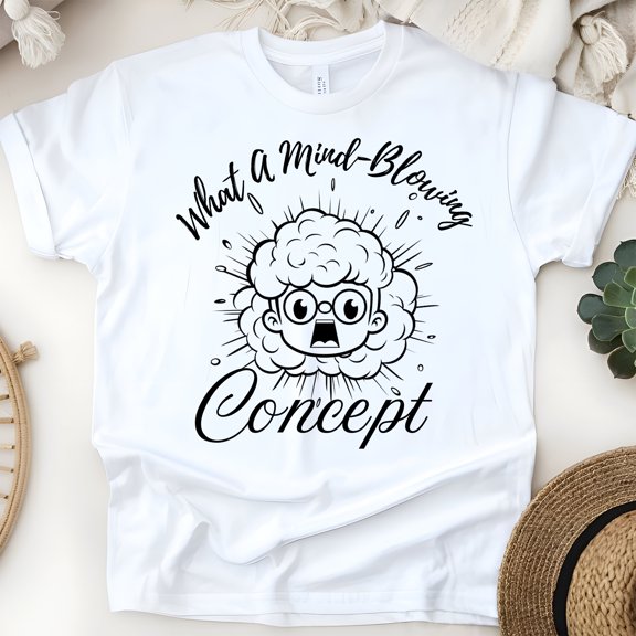 What A Mind-Blowing Concept Cartoon Head Explosion T-Shirt for Men and Women, White, Size S