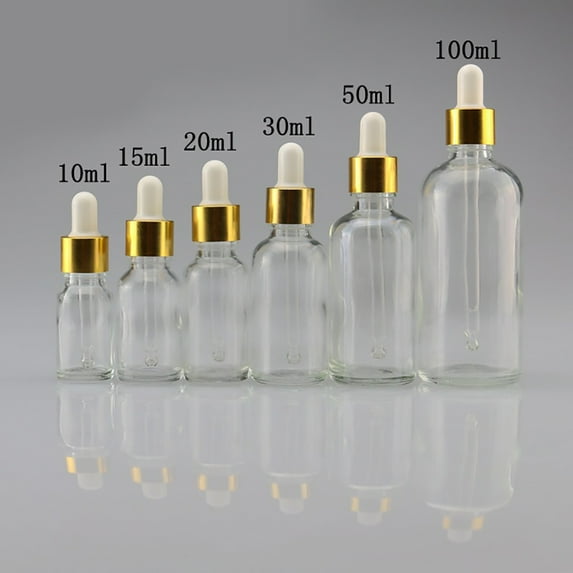 Ruanlalo Dropper Bottle,Mini 5ml-100ml Transparent Glass Reagent Liquid Pipette Empty Cosmetic Bottle