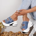 thumbnail image 3 of Rokment Womens Denim Buckles Chunky High Heels Slip on Sandals 2026 Summer Fashion Casual Canvas Platform Wedge Heeled Walking Slides Shoes Blue Size 6.5, 3 of 5