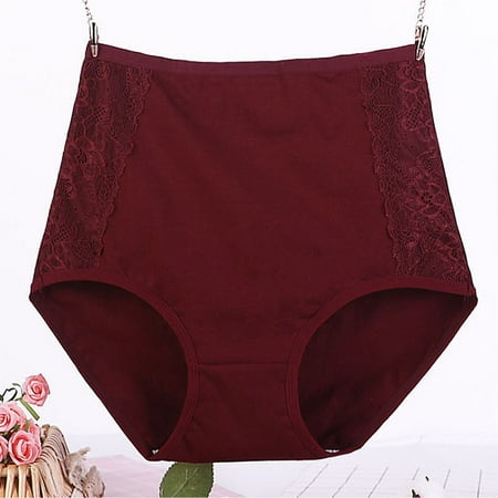 Alkepwun Womens Plus Size Underwear Cotton Bikini Panties Lace Soft Hipster Panty Ladies Stretch Full Coverage Briefs on Clearance