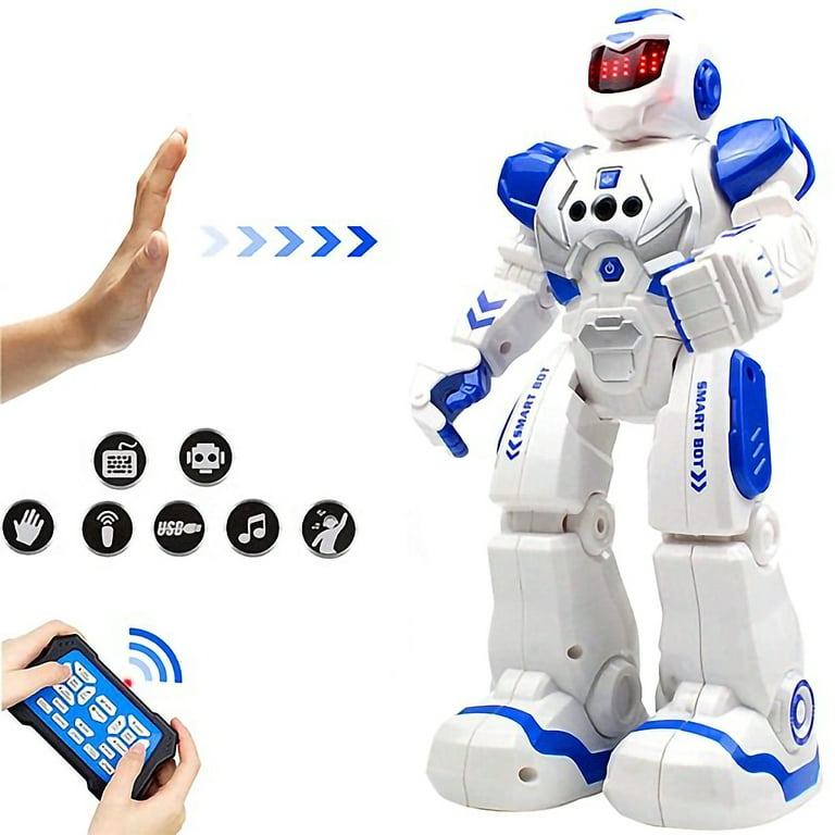  SteamPrime Robots for Kids Remote Control Robot Toys,  Rechargeable Intelligent Programmable Robot Hand Gesture Sensing , Dancing  , Walking, Singing Birthday for Kids, Blue : Toys & Games