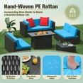 thumbnail image 2 of Homall 8 Pieces Rattan Patio Furniture Conversation Set with 43" Gas Propane 50000 BTU Fire Pit Table Outdoor Sectional Sofa for Backyard,Blue, 2 of 9