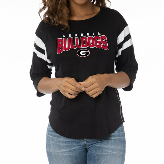 Women's  Black Georgia Bulldogs Relaxed Abigail Half-Sleeve T-Shirt