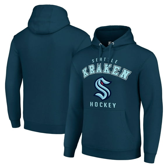 Men's Starter Navy Seattle Kraken  Logo Pullover Hoodie